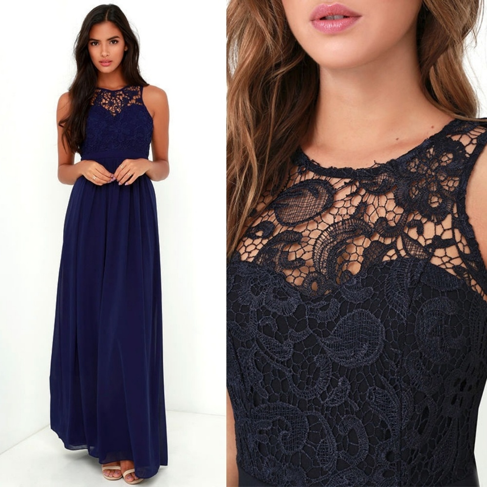 Lulu's Oak and Elm Formal Dress in Navy Blue XS